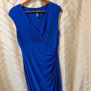 Lauren Ralph Lauren Dress Size 12 Blue Ruched Sleeveless Elegant